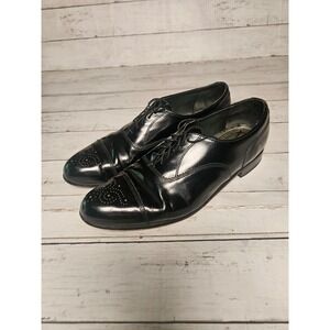 Dexter Mens Black Leather Cap Toe Oxford Dress Shoes Medallion USA Made 12 M